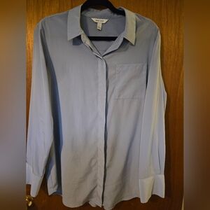 Nine West Blue Dress Shirt Formal Cotton Blend